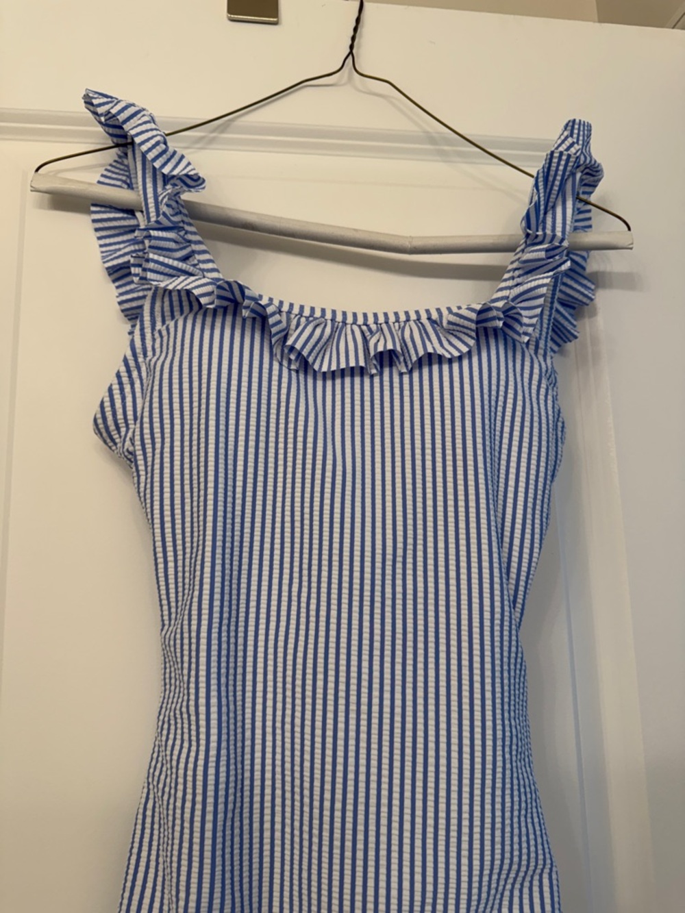 NWT Rufflebutts Seersucker Striped Ruffle-Trim One-Piece Swimsuit-women’s XS - Picture 2 of 9